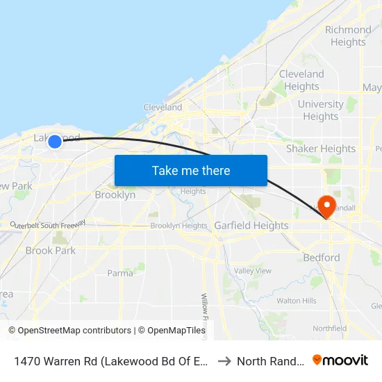 1470 Warren Rd (Lakewood Bd Of Edu) to North Randall map