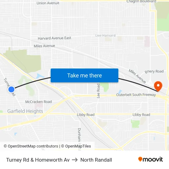 Turney Rd & Homeworth Av to North Randall map