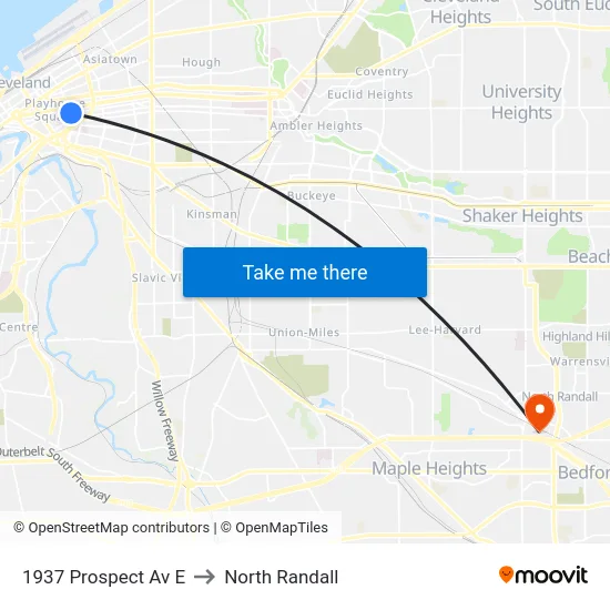 1937 Prospect Av E to North Randall map