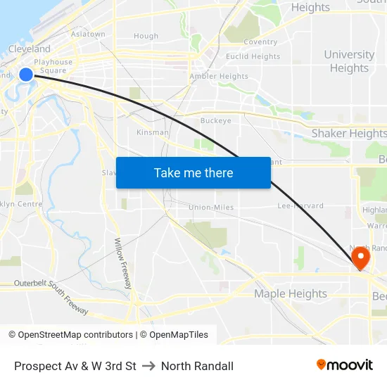 Prospect Av & W 3rd St to North Randall map