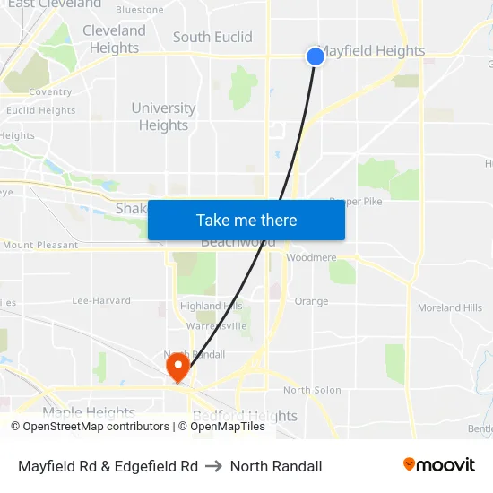 Mayfield Rd & Edgefield Rd to North Randall map