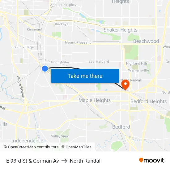 E 93rd St & Gorman Av to North Randall map