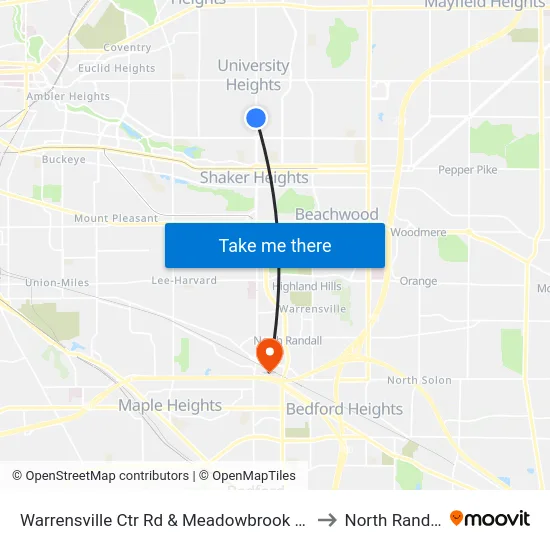 Warrensville Ctr Rd & Meadowbrook Blvd to North Randall map