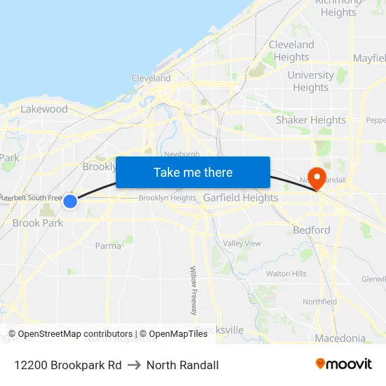 12200 Brookpark Rd to North Randall map