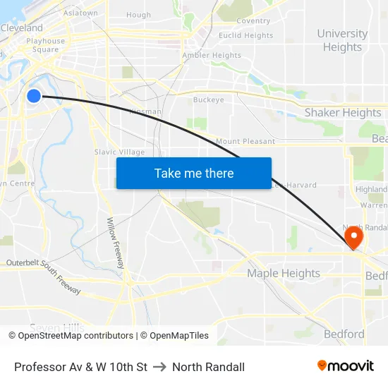 Professor Av & W 10th St to North Randall map