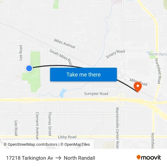 17218 Tarkington Av to North Randall map