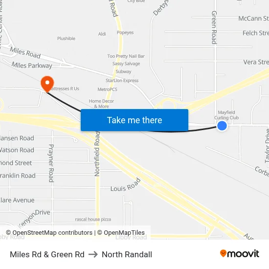 Miles Rd & Green Rd to North Randall map