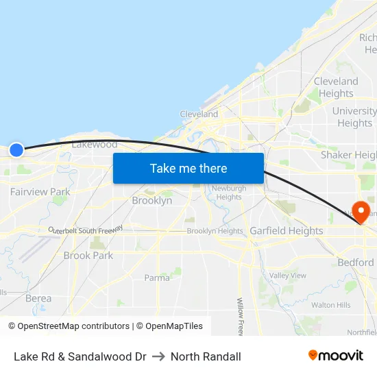 Lake Rd & Sandalwood Dr to North Randall map