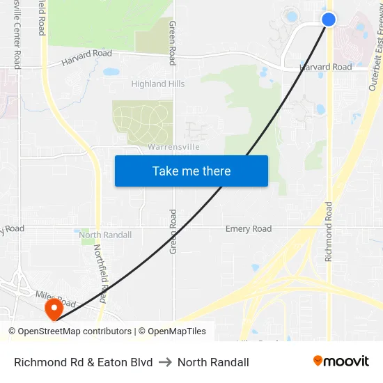 Richmond Rd & Eaton Blvd to North Randall map
