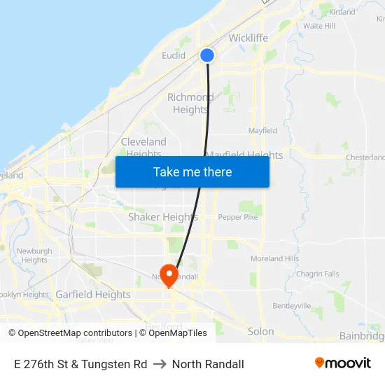 E 276th St & Tungsten Rd to North Randall map