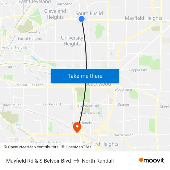 Mayfield Rd & S Belvoir Blvd to North Randall map