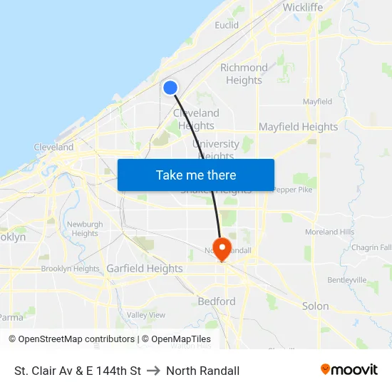 St. Clair Av & E 144th St to North Randall map