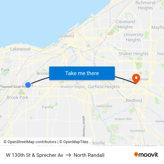 W 130th St & Sprecher Av to North Randall map
