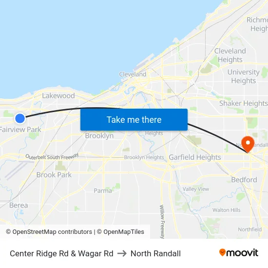 Center Ridge Rd & Wagar Rd to North Randall map
