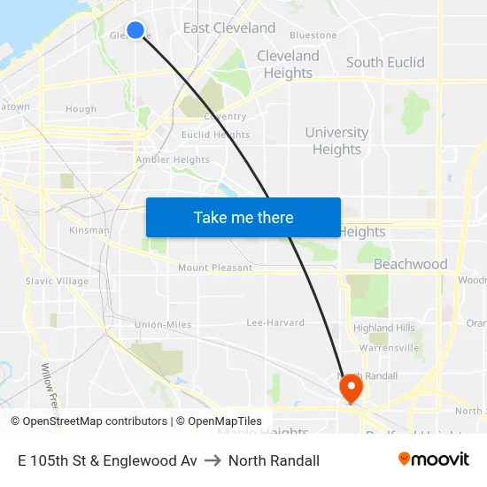 E 105th St & Englewood Av to North Randall map