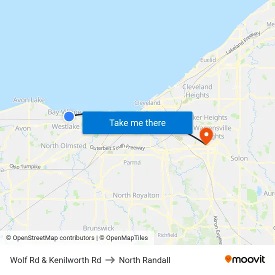 Wolf Rd & Kenilworth Rd to North Randall map