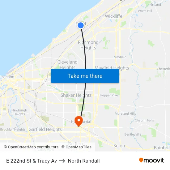 E 222nd St & Tracy Av to North Randall map