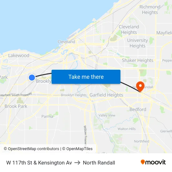 W 117th St & Kensington Av to North Randall map