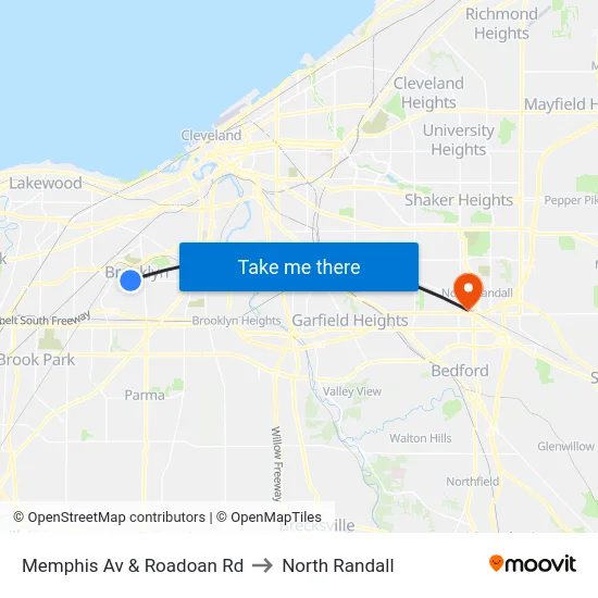 Memphis Av & Roadoan Rd to North Randall map