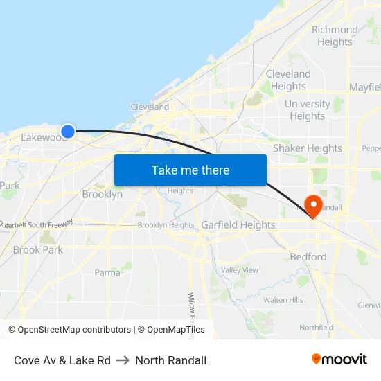 Cove Av & Lake Rd to North Randall map
