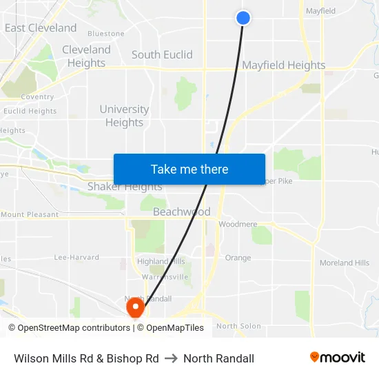 Wilson Mills Rd & Bishop Rd to North Randall map