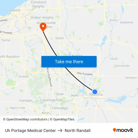 Uh Portage Medical Center to North Randall map