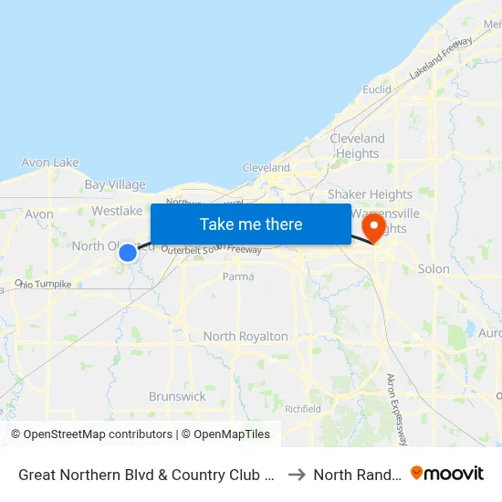 Great Northern Blvd & Country Club Blvd to North Randall map