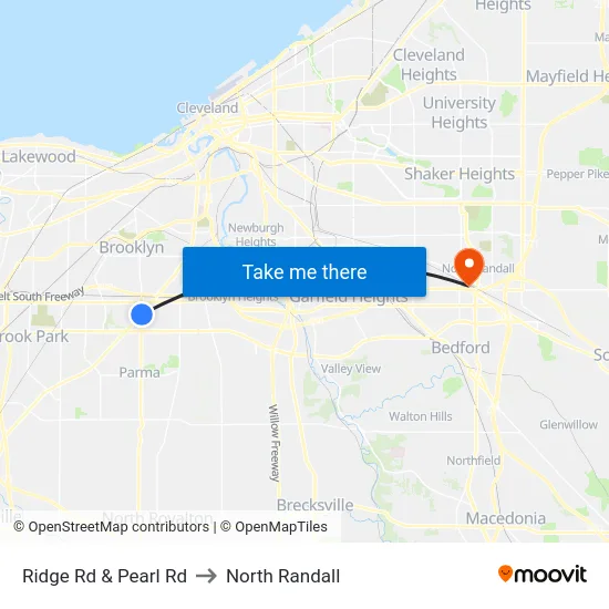 Ridge Rd & Pearl Rd to North Randall map