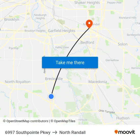 6997 Southpointe Pkwy to North Randall map
