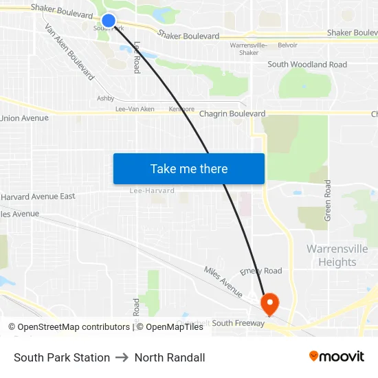 South Park Station to North Randall map