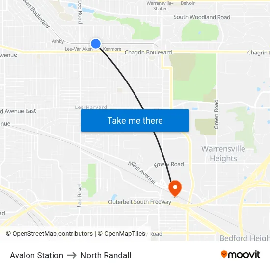 Avalon Station to North Randall map