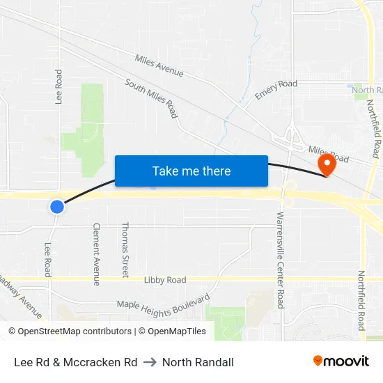 Lee Rd & Mccracken Rd to North Randall map