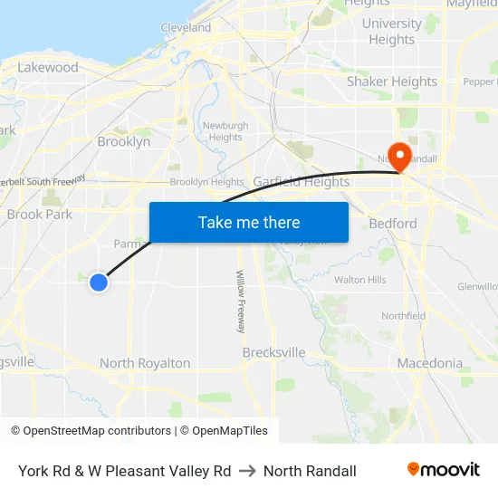 York Rd & W Pleasant Valley Rd to North Randall map