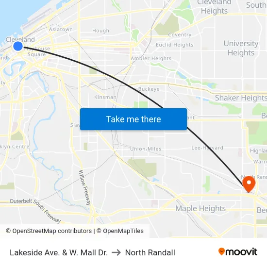 Lakeside Ave. & W. Mall Dr. to North Randall map