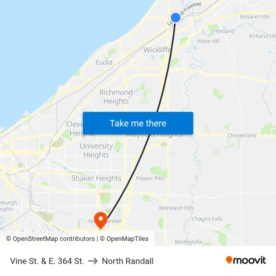 Vine St. & E. 364 St. to North Randall map