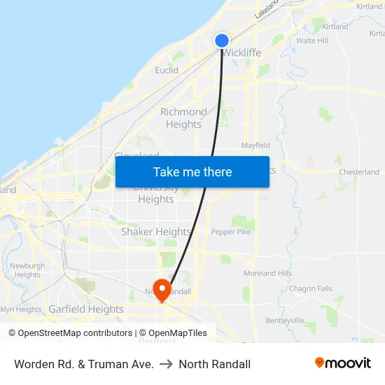 Worden Rd. & Truman Ave. to North Randall map
