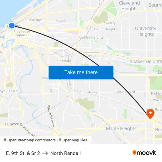 E. 9th St. & Sr 2 to North Randall map