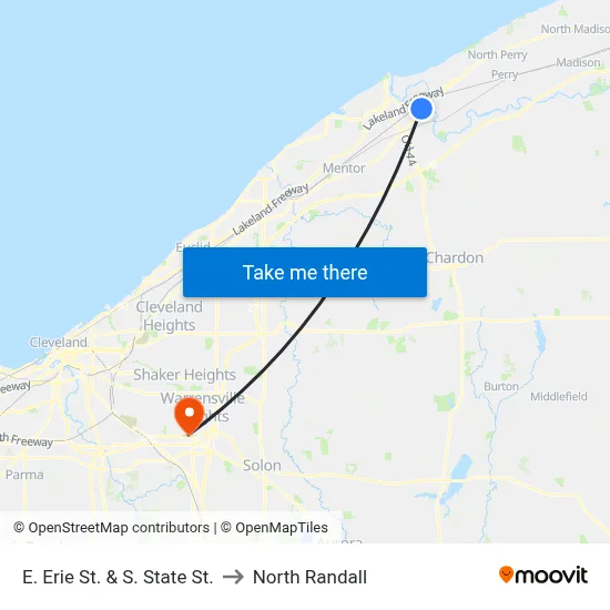 E. Erie St.  & S. State St. to North Randall map
