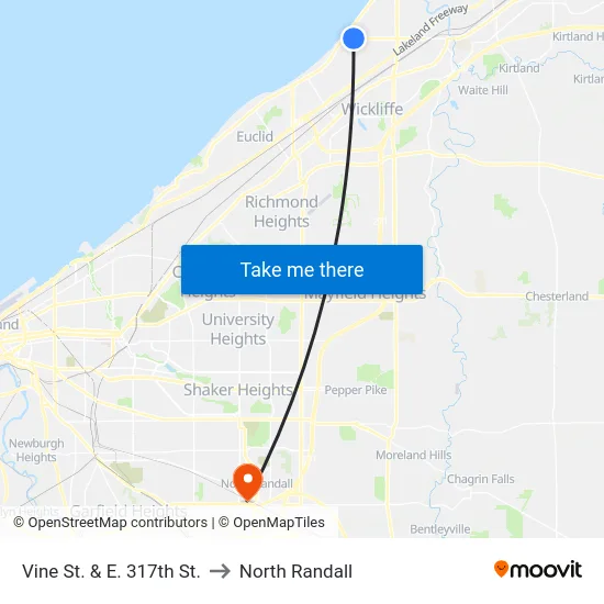 Vine St. & E. 317th St. to North Randall map