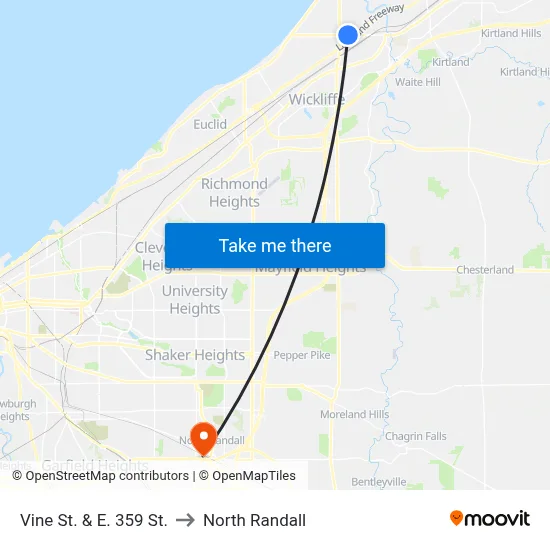 Vine St. & E. 359 St. to North Randall map