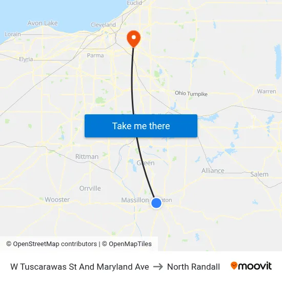 W Tuscarawas St And Maryland Ave to North Randall map