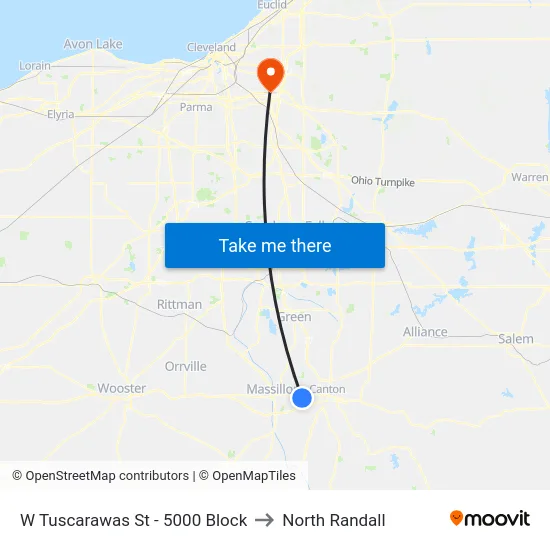 W Tuscarawas St - 5000 Block to North Randall map