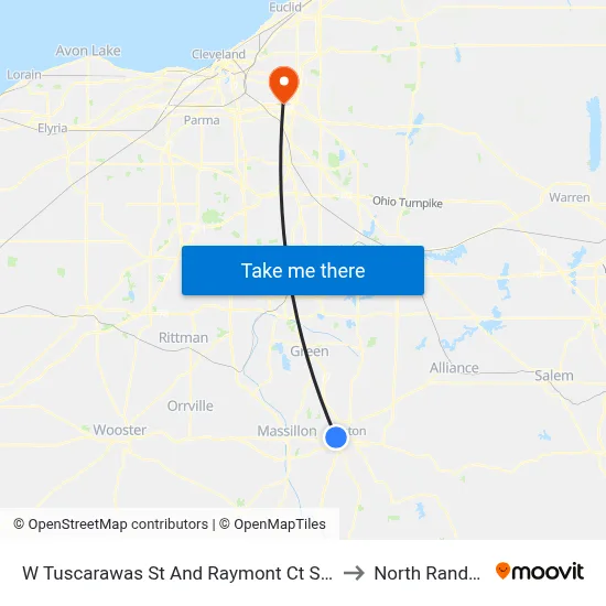W Tuscarawas St And Raymont Ct SW to North Randall map