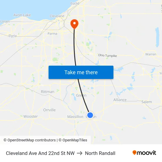 Cleveland Ave And 22nd St NW to North Randall map