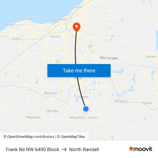 Frank Rd NW 6400 Block to North Randall map