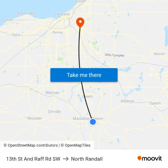 13th St And Raff Rd SW to North Randall map