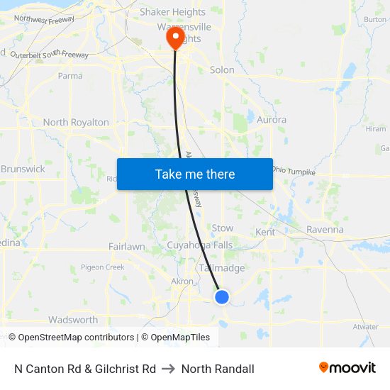 N Canton Rd & Gilchrist Rd to North Randall map