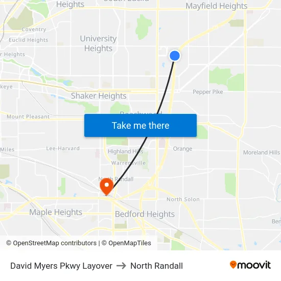 David Myers Pkwy Layover to North Randall map