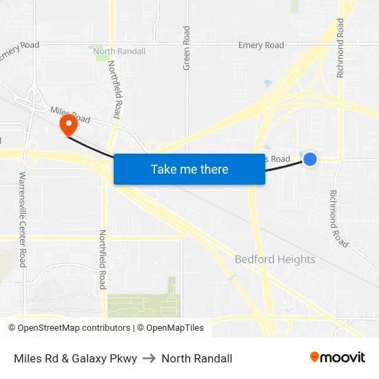 Miles Rd & Galaxy Pkwy to North Randall map