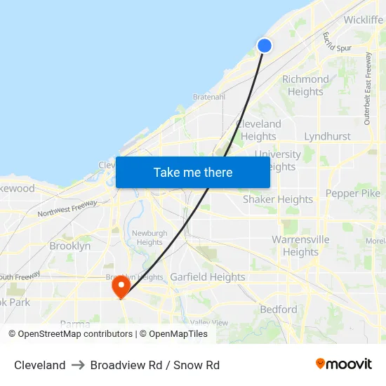 Cleveland to Broadview Rd / Snow Rd map